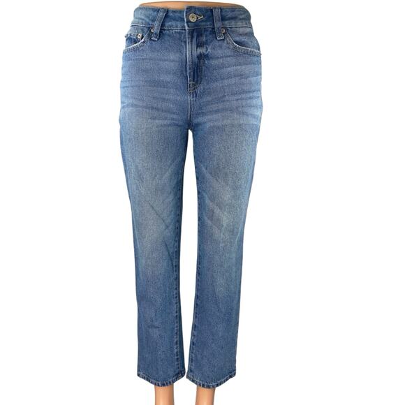 Rewash Women's Blue Medium Wash High Rise Straight Leg Denim Jeans Pants Size 24 - Picture 1 of 4